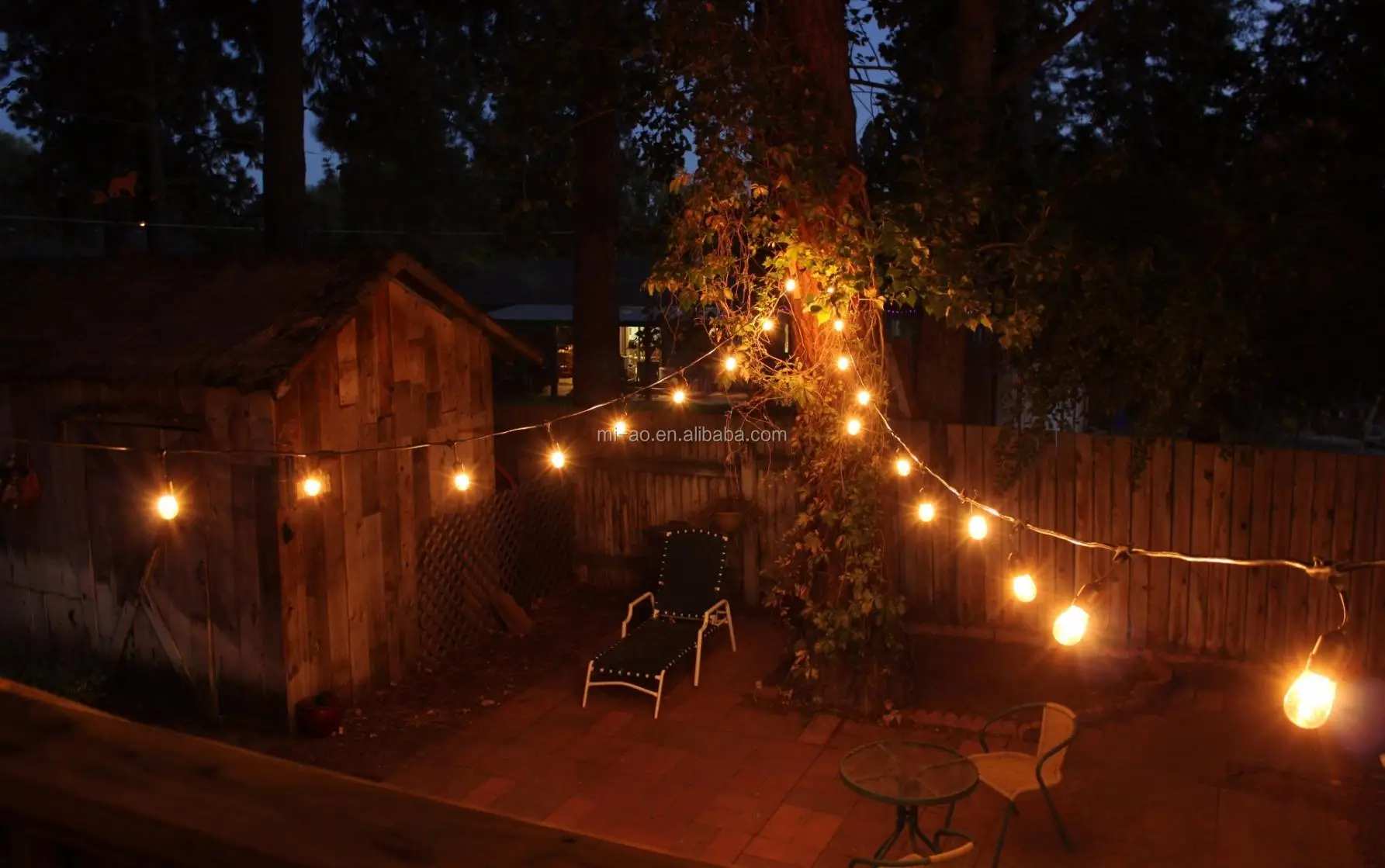 US market holiday lighting 48ft waterproof outdoor string lights with 15 e26 hanged socket for wedding
