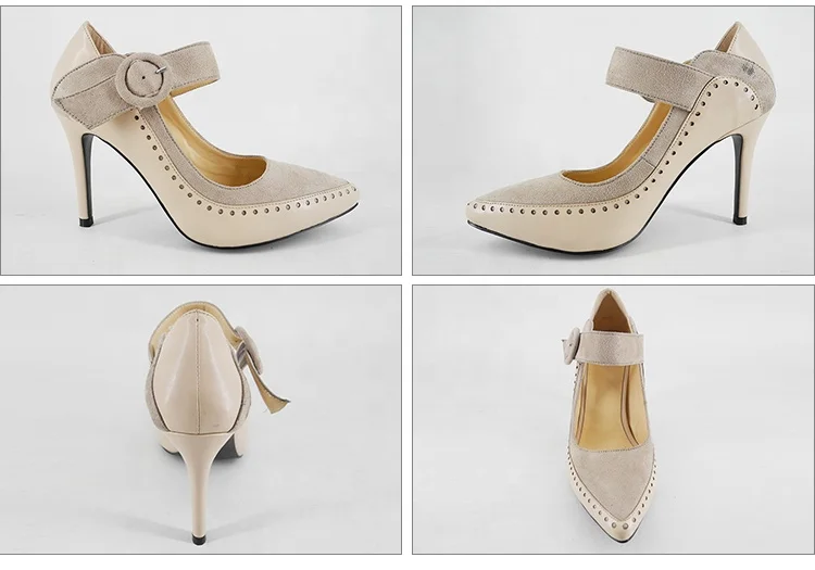 Fashionable Ladies Leather Dance Shoes With Stiletto Heel