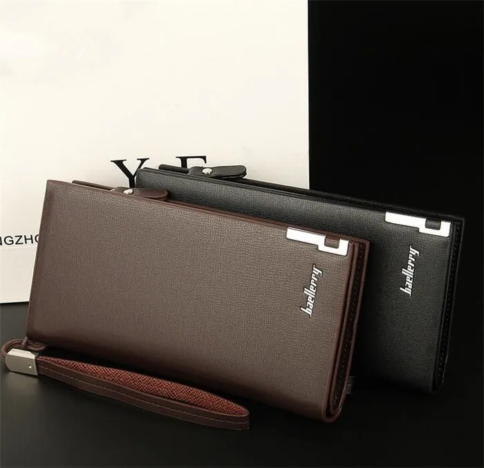 Cheap baellerry brand multi function long zipper leather clutch wallet men