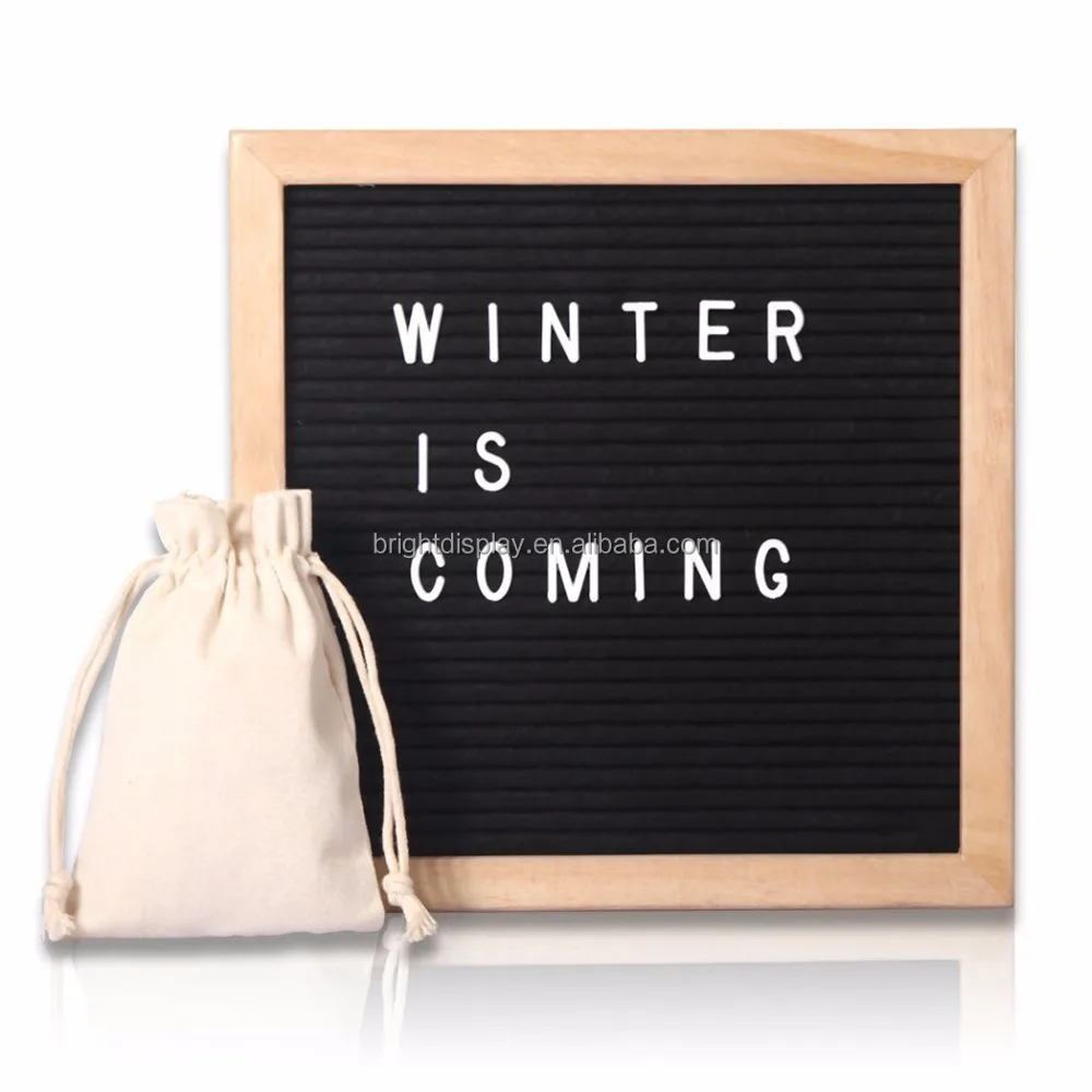 10 x 10 Inch Oak Wood Frame Double Sided Changeable felt Letter Board