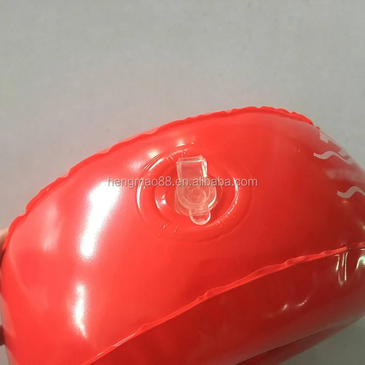 red swim assist child inflatable arm ring with foam inside