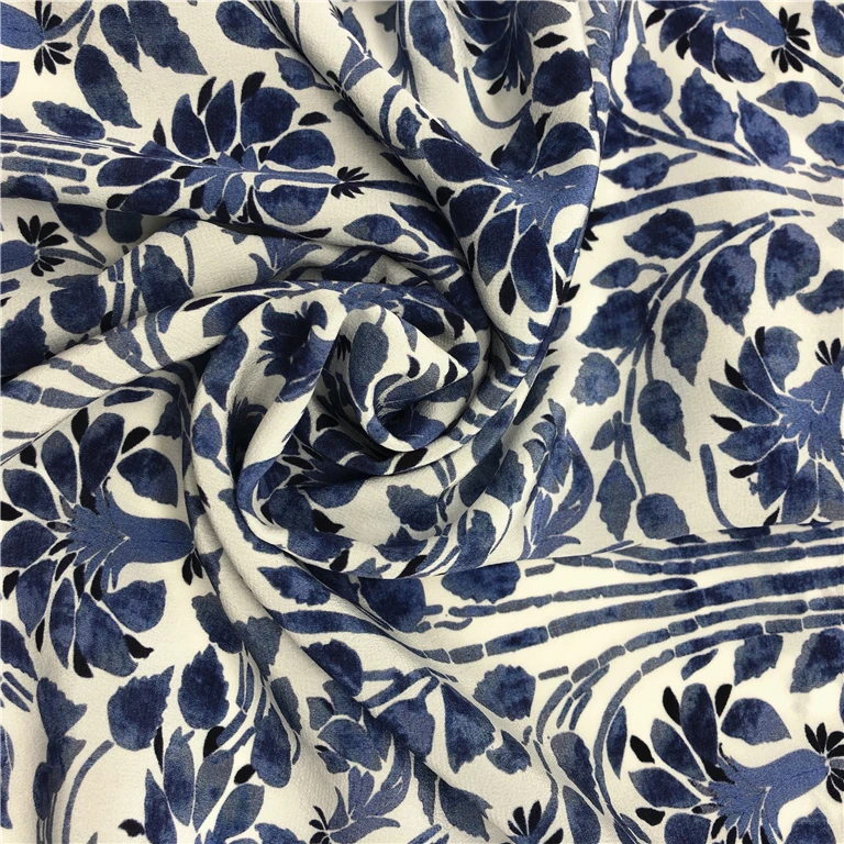 High quality silk cotton strip custom pattern digital printing silk rayon velvet tissue burnout fabric
