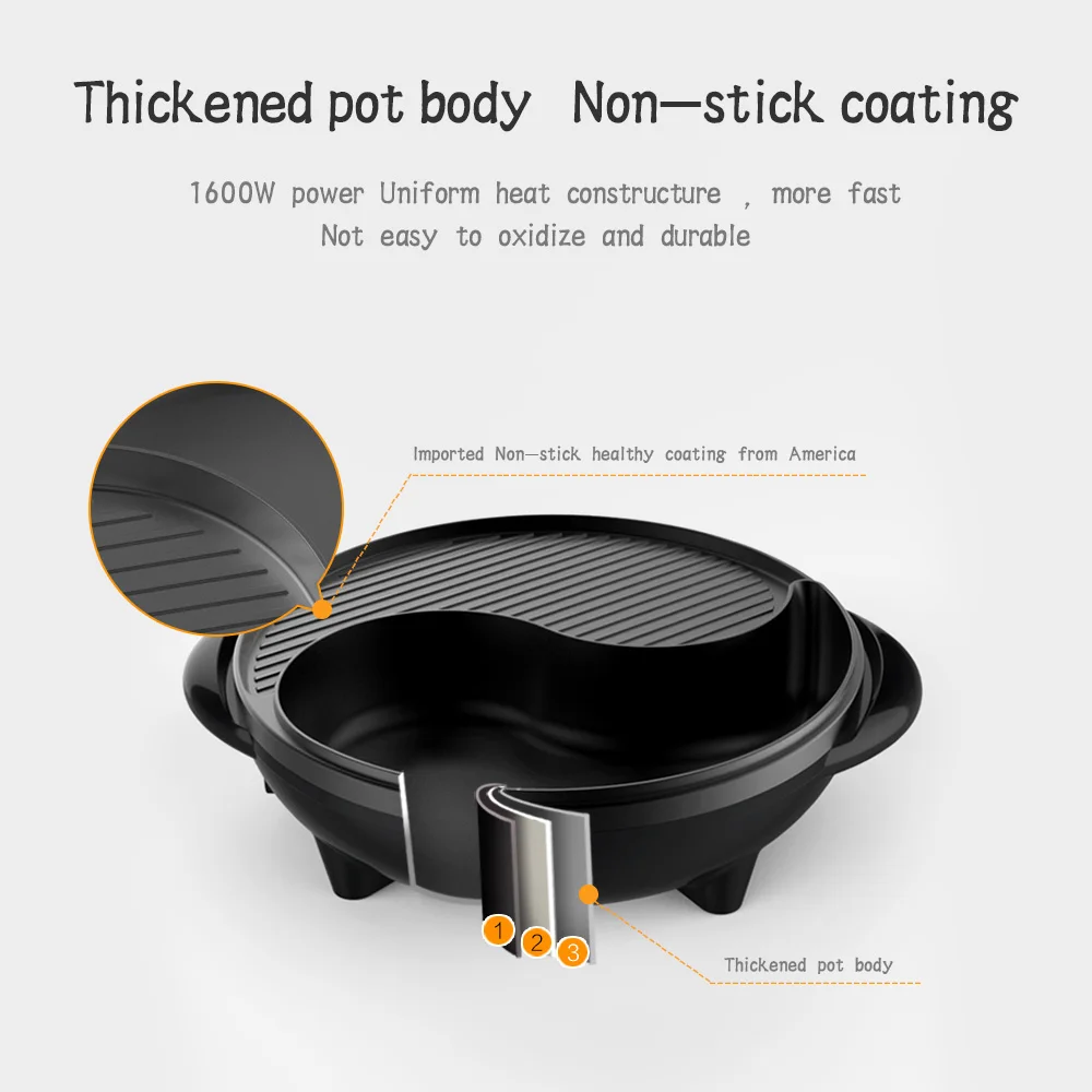 Liven Electric BBQ Grill with Hot Pot
