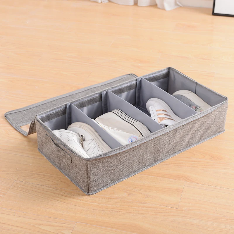 Multi-purpose adjustable divider underbed shoe storage organizer box,washable closet storage box
