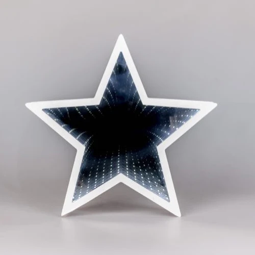 
LED Magic Infinity Tunnel Mirror White Star Shaped Sensory Desk Lights for Kids, Office, Home Decor 