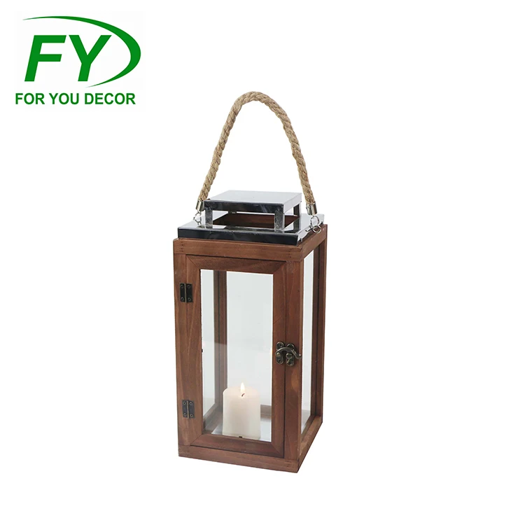 
Home Decoration Retro Wooden Candle Holder Lantern Candlestick 