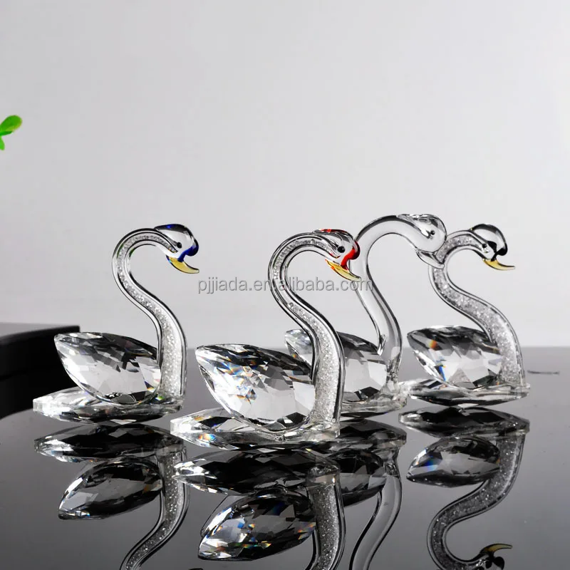 Crystal Glass  Animal Swan Figurines Craft Ornament K9 Clear Crystal Swan For Wedding Decoration
