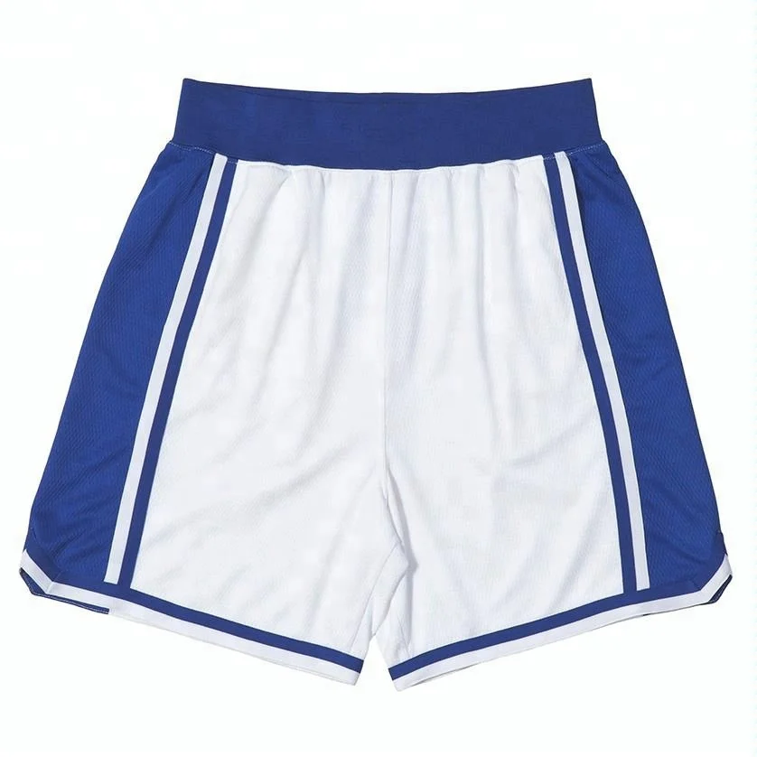 
casual 100%polyester striped trim blank basketball shorts with pockets 
