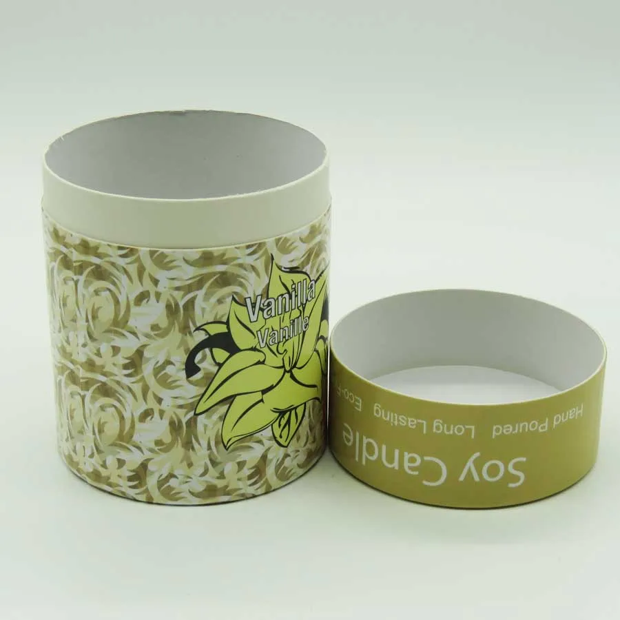 wholesale custom printing design vanilla candle packaging tube paper round gift box