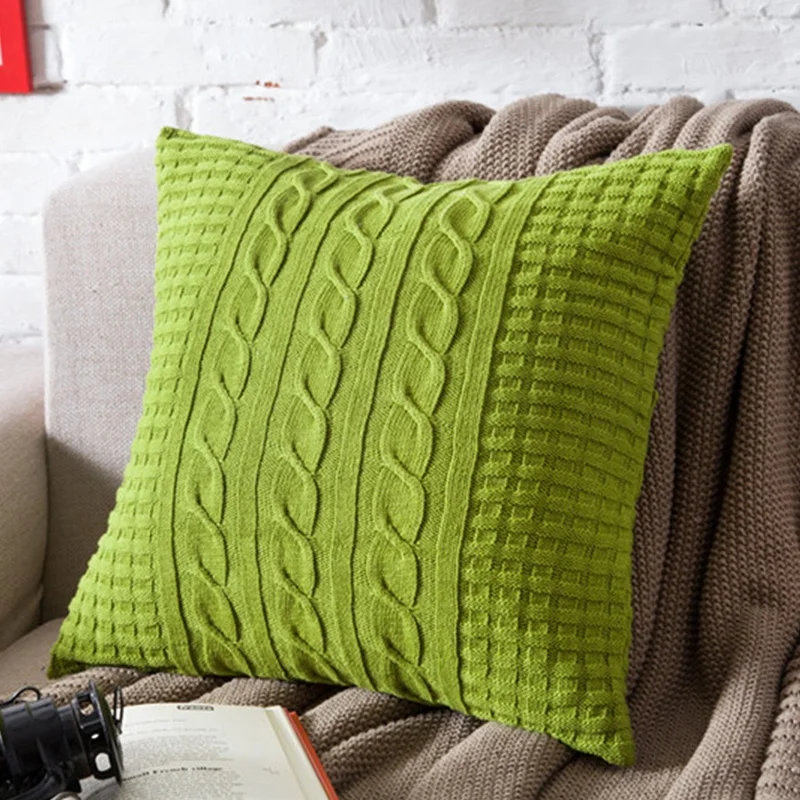 Cheersee cream big square twist knit wholesale home decor cotton wholesale pillow case for chair