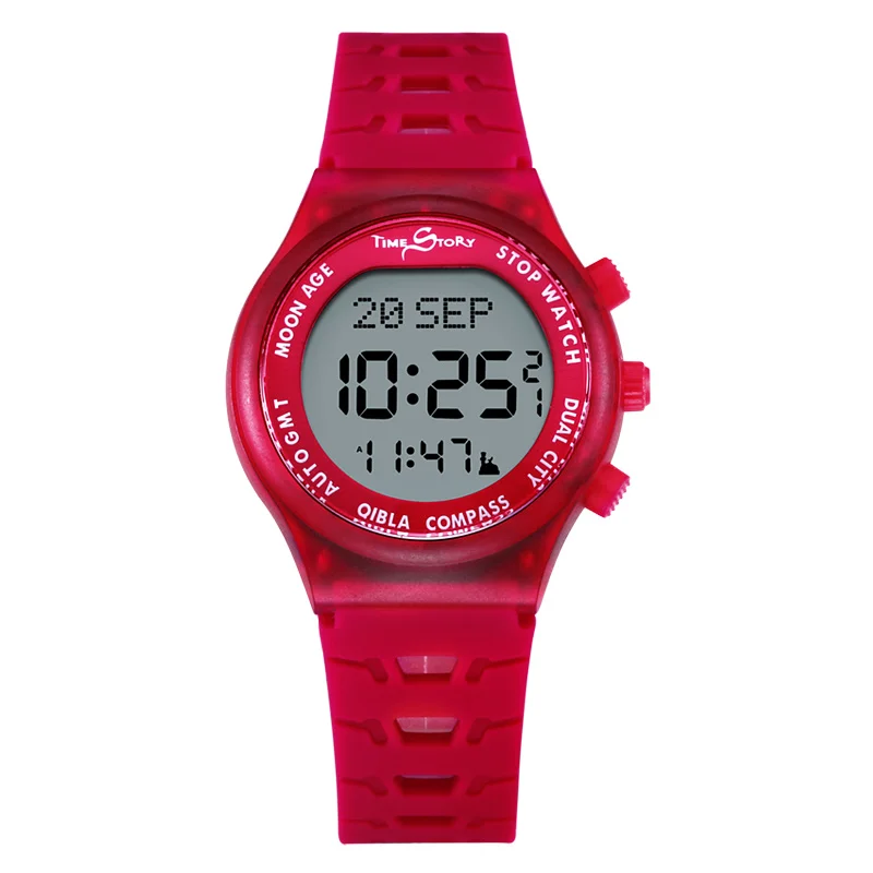 Modern sport Azan MusIim Islamic Qibla Watch Prayer Compass alarm LCD Light  Taqweem selection