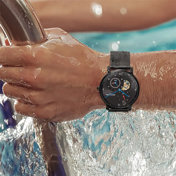 Fashion Tourbillon Mechanical watches CARNIVAL 8062 Automatic watch men Small second dial 24 hours display Sapphire Montre homme