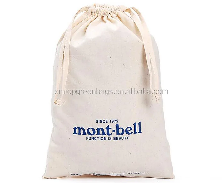Customized Logo Printed  Drawstring muslin pouch With Double  Cotton Pull String