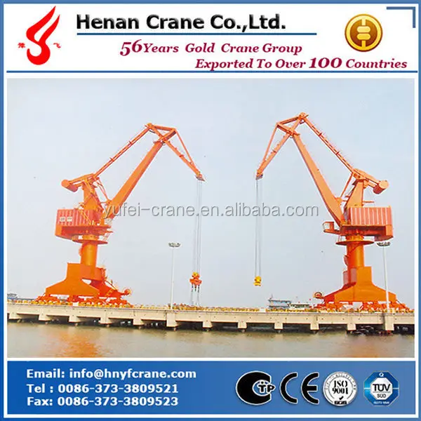 Port level luffing harbour portal crane , Seaport swing arm portal jib crane 20ton