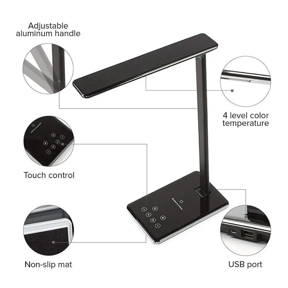 Wholesale Hot Selling Adjustable Dimmable Wireless Charging Lamp Intertek Led Desk Lamp Electric Aluminum Plastic AC Modern 20