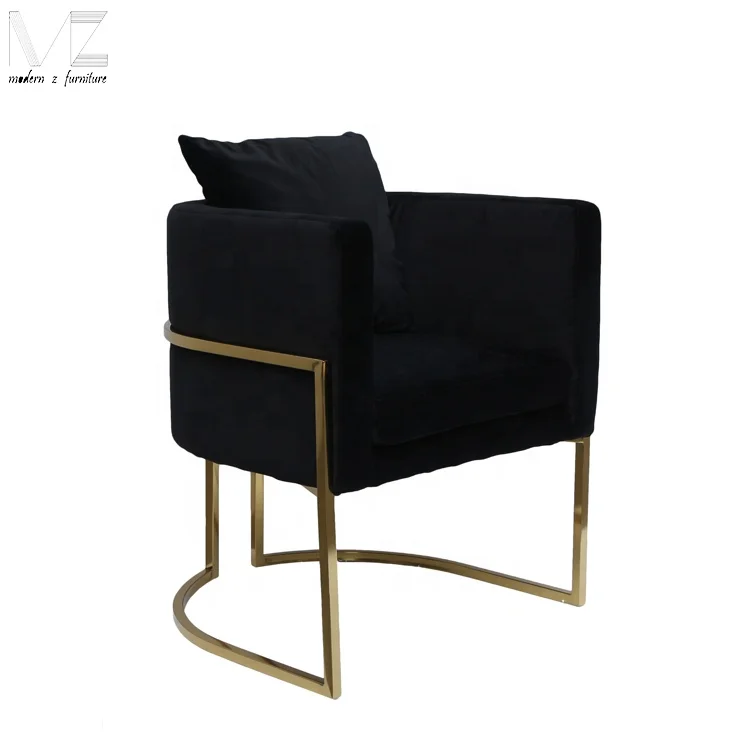 Modern Living Room Furniture Velvet Fabric Wholesale Hotel Chair Luxury Style Leisure Lounge Chair with Stainless Steel Legs