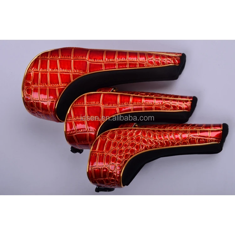 
wholesale custom made PU leather golf clubs driver head cover sets headcovers 