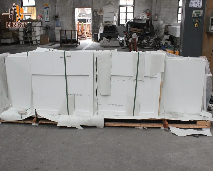 Bookmatched Vein Slab Calacatta Quartz Stone Kitchen Benchtop With Waterfall