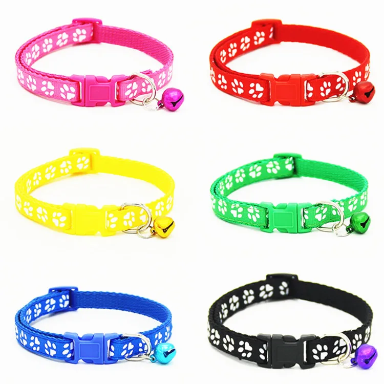 12PCS/Set Wholesale Adjustable Footprint Nylon Cat Collar With Bell