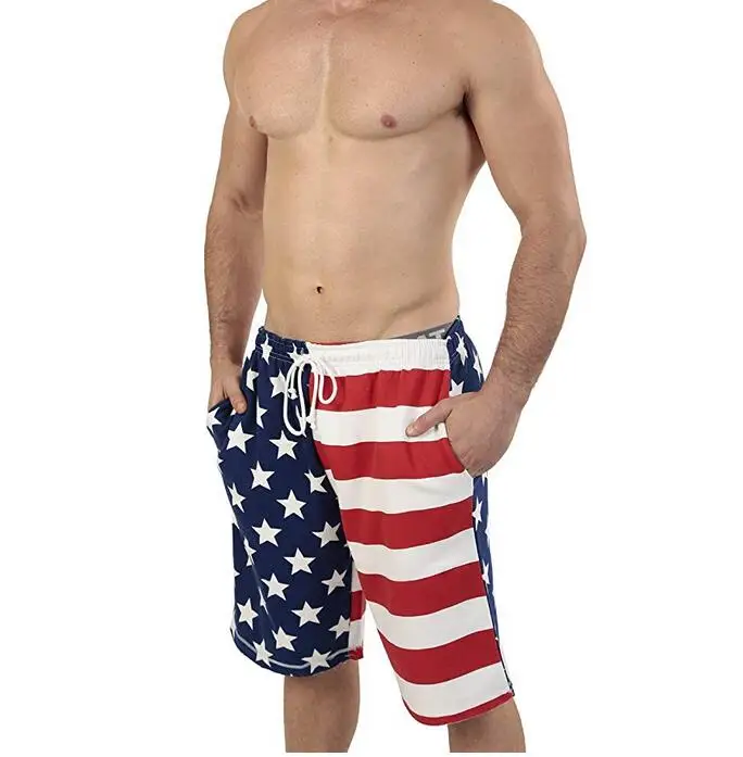 Patriotic American USA FLAG Lightweight Fleece Shorts USA gym shorts swim shorts bathing suit shorts