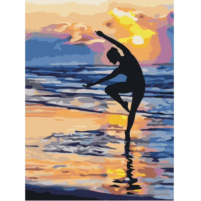 Diy Girl Oil Painting Girl Dancing Ballet By The Sea Oil Painting Handmade On Canvas The Canvas Print Living Room