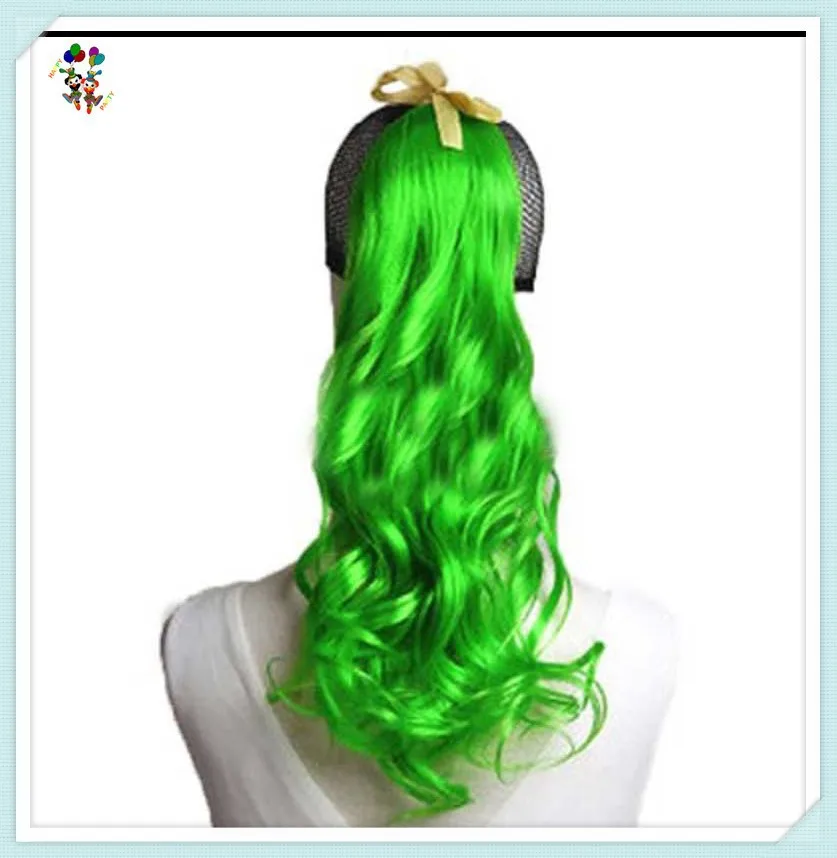 Colors Womens Cosplay Party Long Curly Drawstring Ponytail Wigs HPC-0106