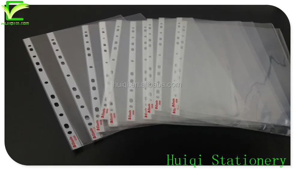 
Customized logo Clear File sleeves Sheet Protector Punched pockets 