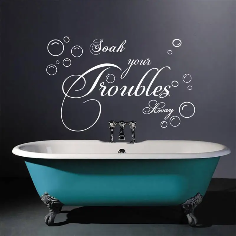 Bathroom Wall Sticker Lettering Soak Your Troubles Away Bubble Bathroom Wall Sticker Lettering Soak