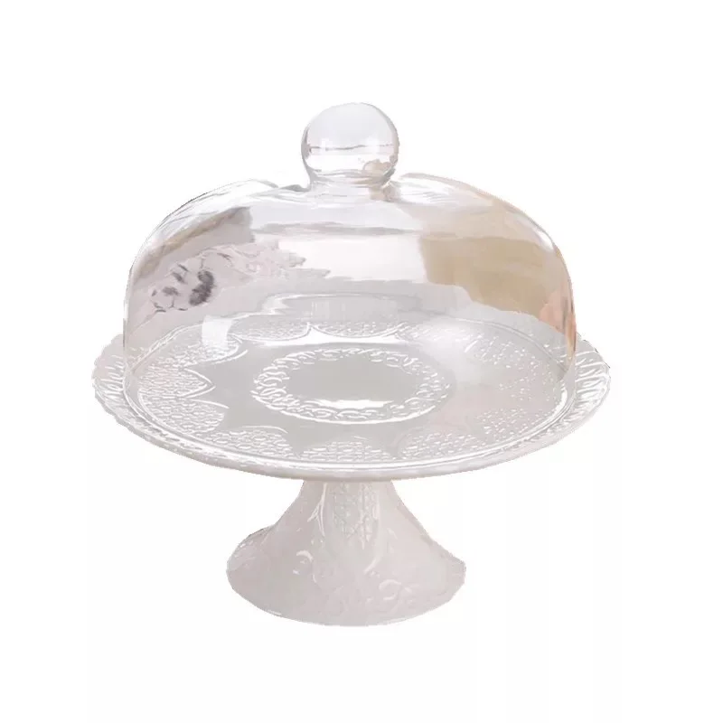 Wholesale Tall Glass Pedestal Cupcake Cake Stand For Wedding With Cloche Cover