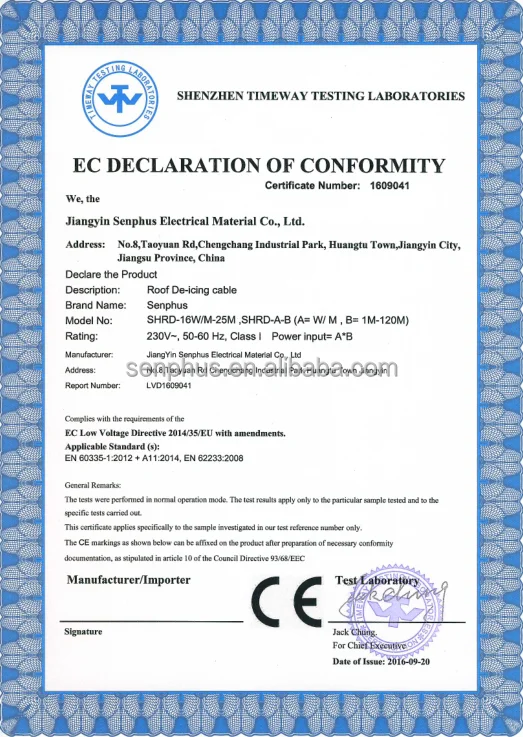 roof and gutter defrost snow heating cable