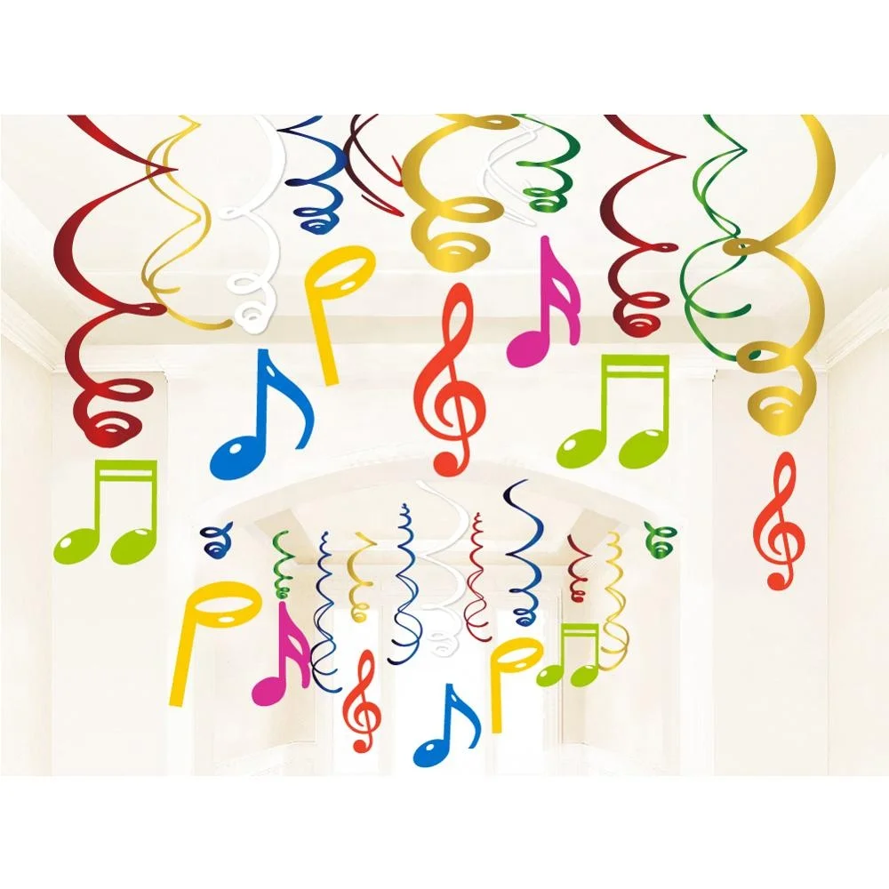 Музыкальные украшения HUANCAI для вечеринки на день рождения, музыкальные ноты из ПВХ, Висячие свечи для детей, украшения для вечеринки на день рождения
