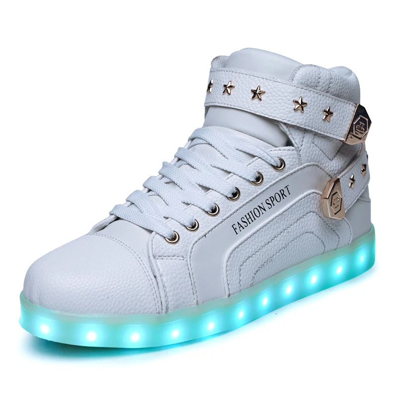 2022 Fashion sports causal sneaker high top charging led night running shoes for women