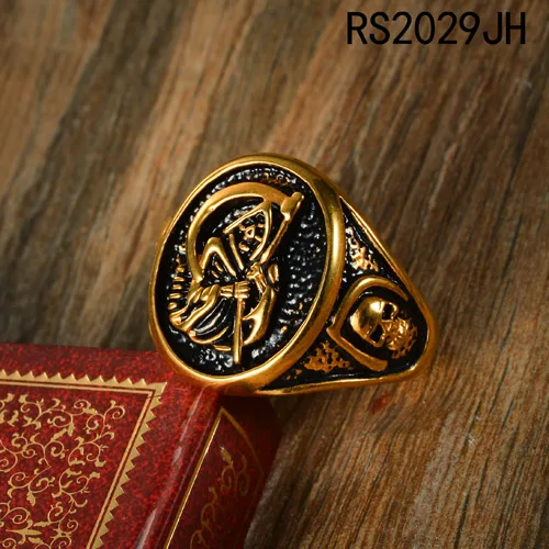 
Popular fashion 316L stainless steel gold plated antique skull ring 