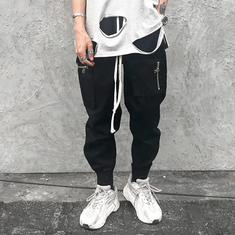 
OEM wholesale hip hop tracksuits pocket mens cargo work wear street style trousers slim fit pants stock dropshipping 