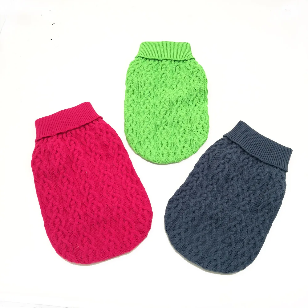 2019 new design pet plaid dog cloth sweater knitted cable knit dog clothes cat clothing with hat
