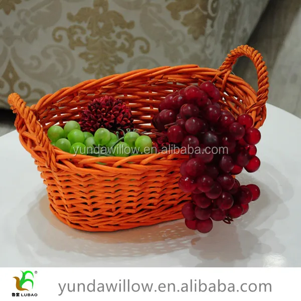 Овальные Висит Оранжевый Плетеная корзина с Фруктами Для Подарков