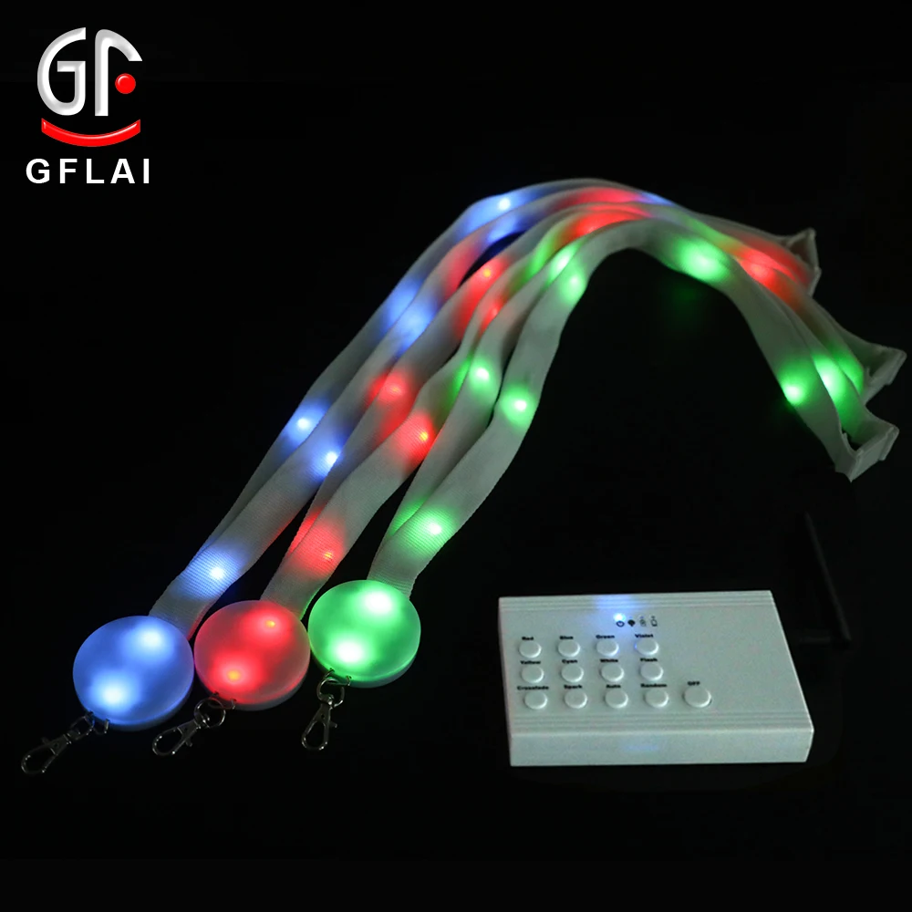 Light Up Lanyards with Hold ID Badge Illuminated Neck Strap Remote Controlled LED Necklace LED Lanyard