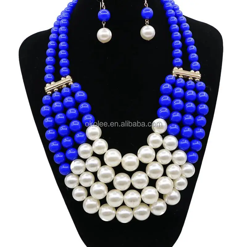 KC406 Nigerian Beaded&Pearl Jewelry Set High Quality Coral Beads Woven Jewelry Set For Wedding Party
