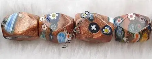 New Goldsand Millefiori Glass beads jewelry making bulk lampwork beads  12x16mm 26PCs/Strand Sold Per 13.5-14