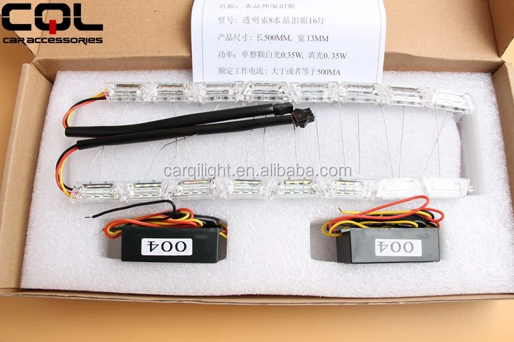 CQL Flexible Crystal Angel Tears LED Strip Light With Turn Signal DRL Daytime Running White With Following Yellow Function