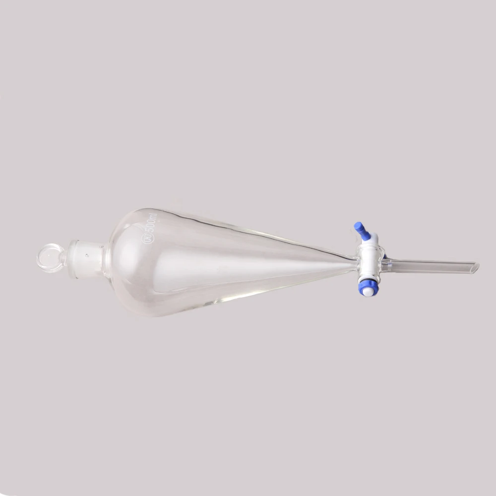 
Huaou 500ml Pear shape Separatory Funnel with ground-in glass or plastic stopper and glass stopcock 