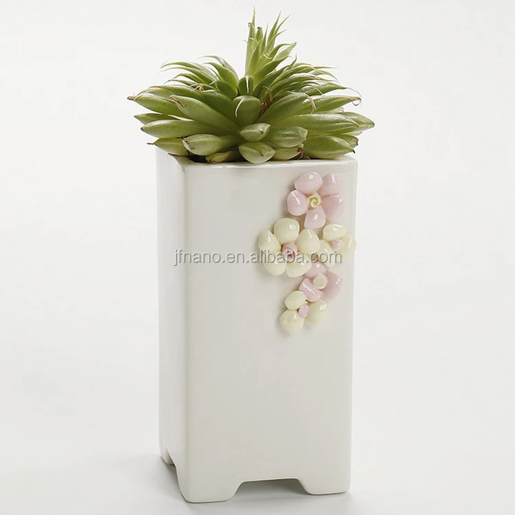 Creative hand pinching flowers small white ceramic flower pots