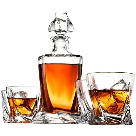 
GT-051 Glass Whiskey Decanter Set 5pcs European Design 12 oz whiskey Glasses 100% Lead Free Crystal Clear For Scotch Liquor Bo 