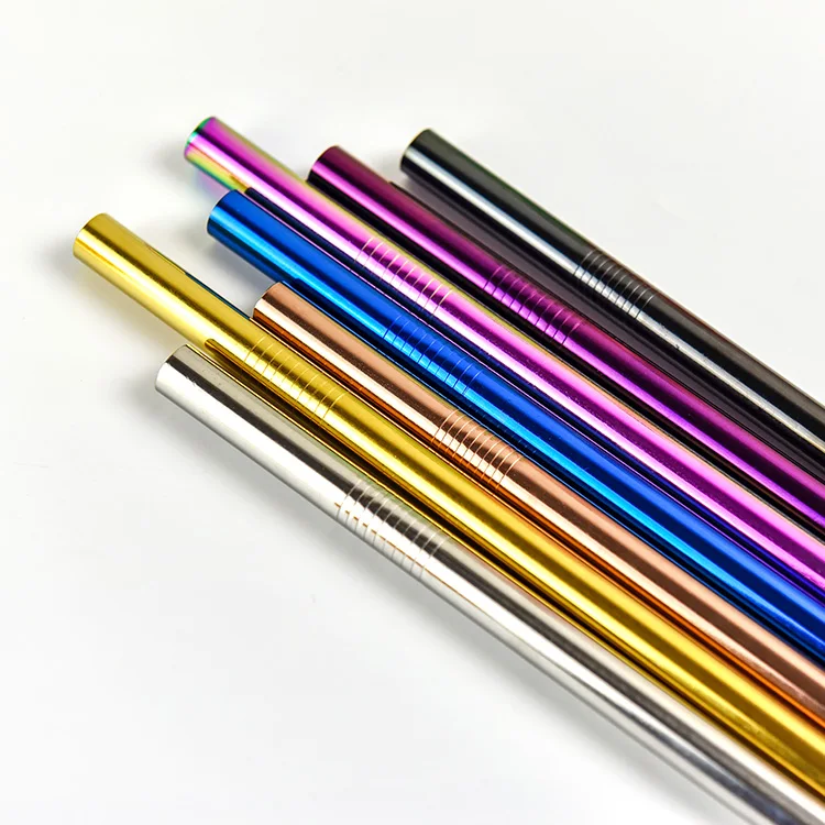 Food Grade Approved Reusable Food Grade Gold Stainless Steel 18/8 Straw Set