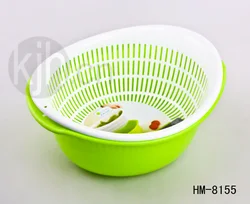 KJH LIVE Wholesales 4.8L Kitchen Round Shape Double layer Vegetable Plastic Sieve Drying Basket