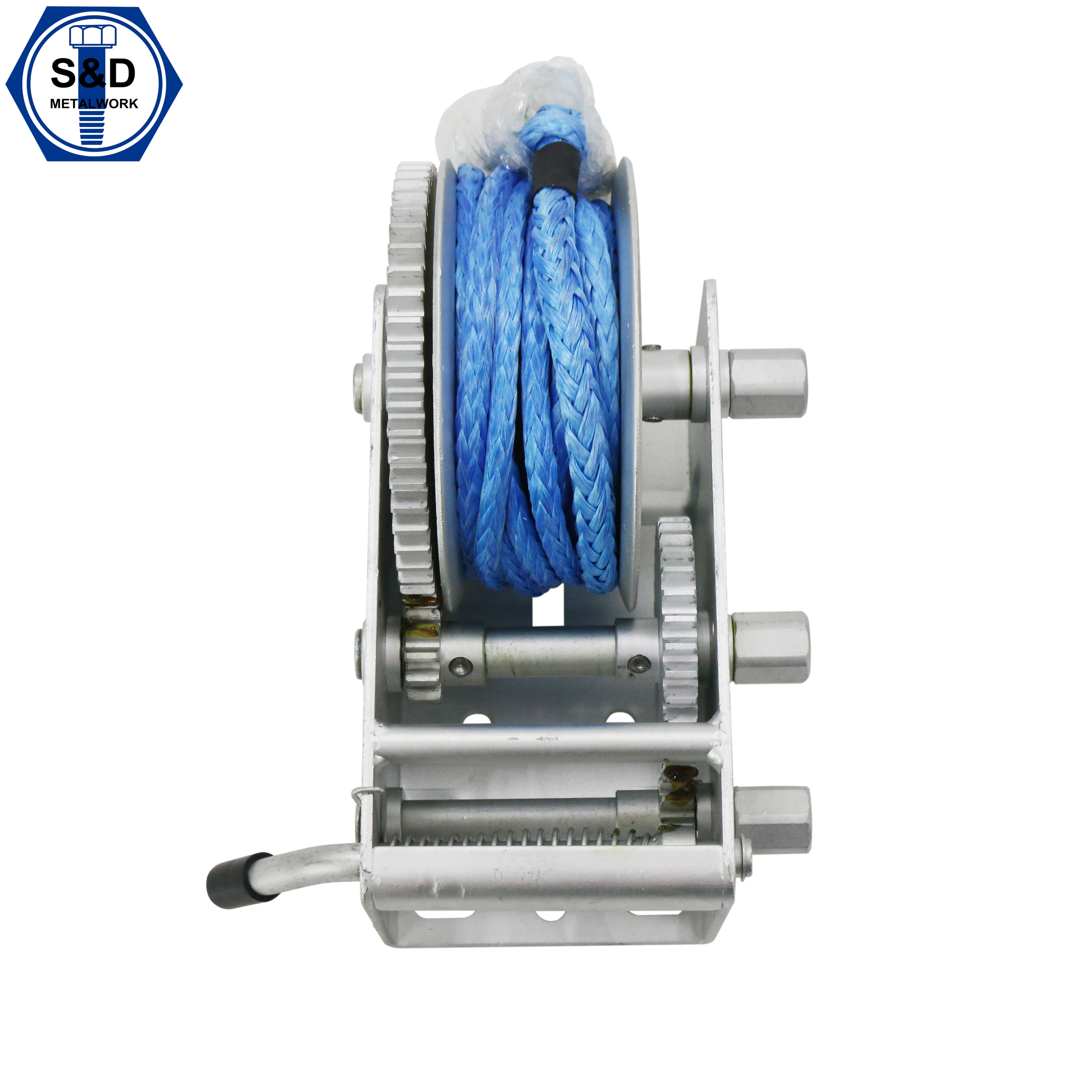 ISO9001 2000kgs powder coated portable mini rope boat anchor manual hand winch for boat trailer