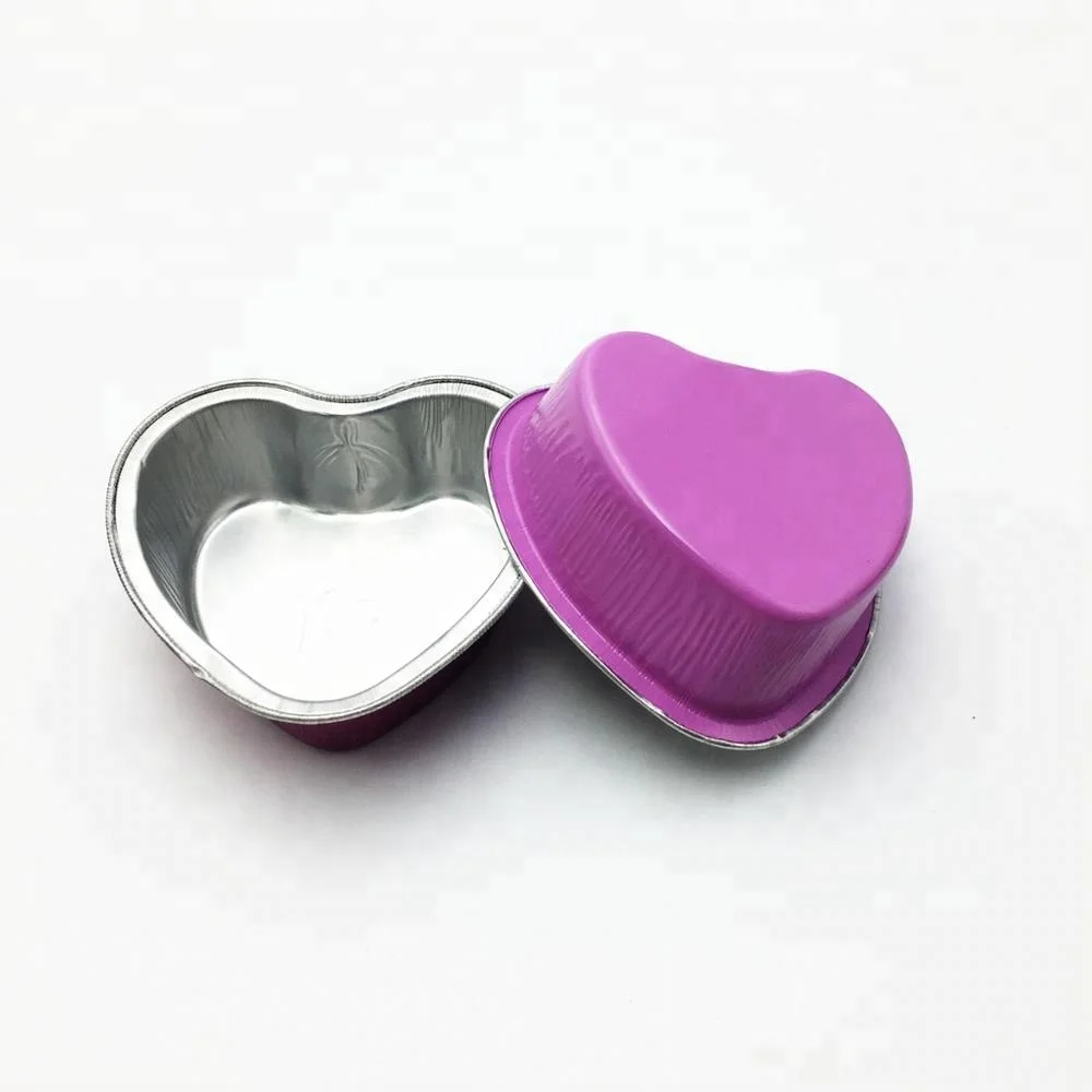 Heart shaped aluminum foil baking cup  custom printed aluminum foil pudding dessert cake cup with lid