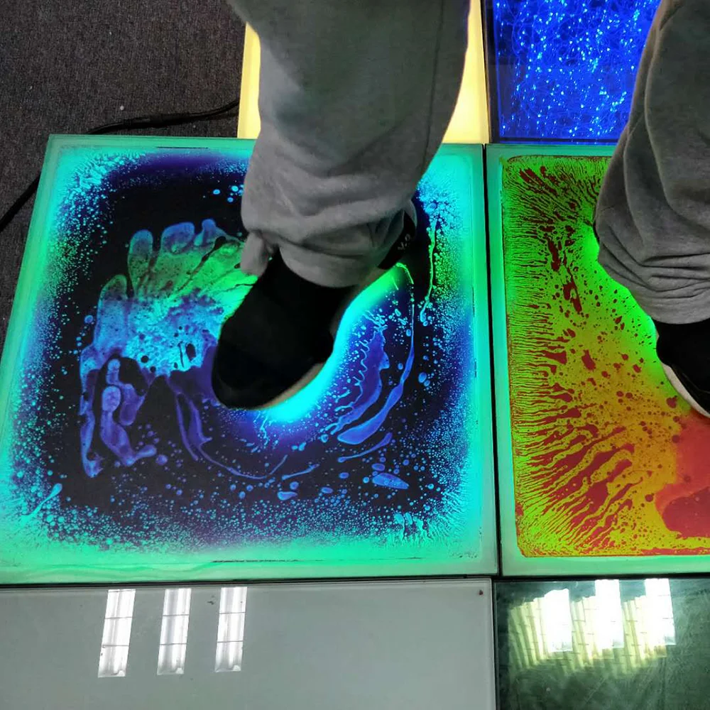 China factory portable rechargeable pressure sensitive color changing illuminated liquid wireless led dance floor
