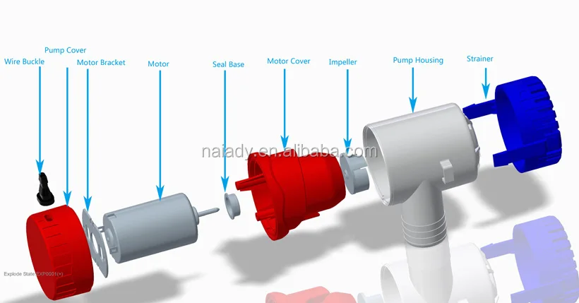 350-1100 GPH Marine Bilge Pump, 12(24) volt DC, Non-Automatic, Submersible