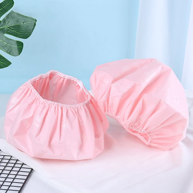 Lameila Microfiber Double Layers Shower Cap Elastic Reusable Bathing Pink Shower Cap waterproof Shower Cap Custom LogoC0822